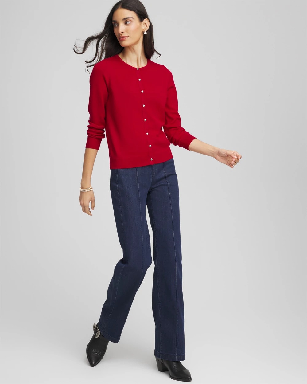 Chico's For Sale Carmine Red Crewneck Cardigan