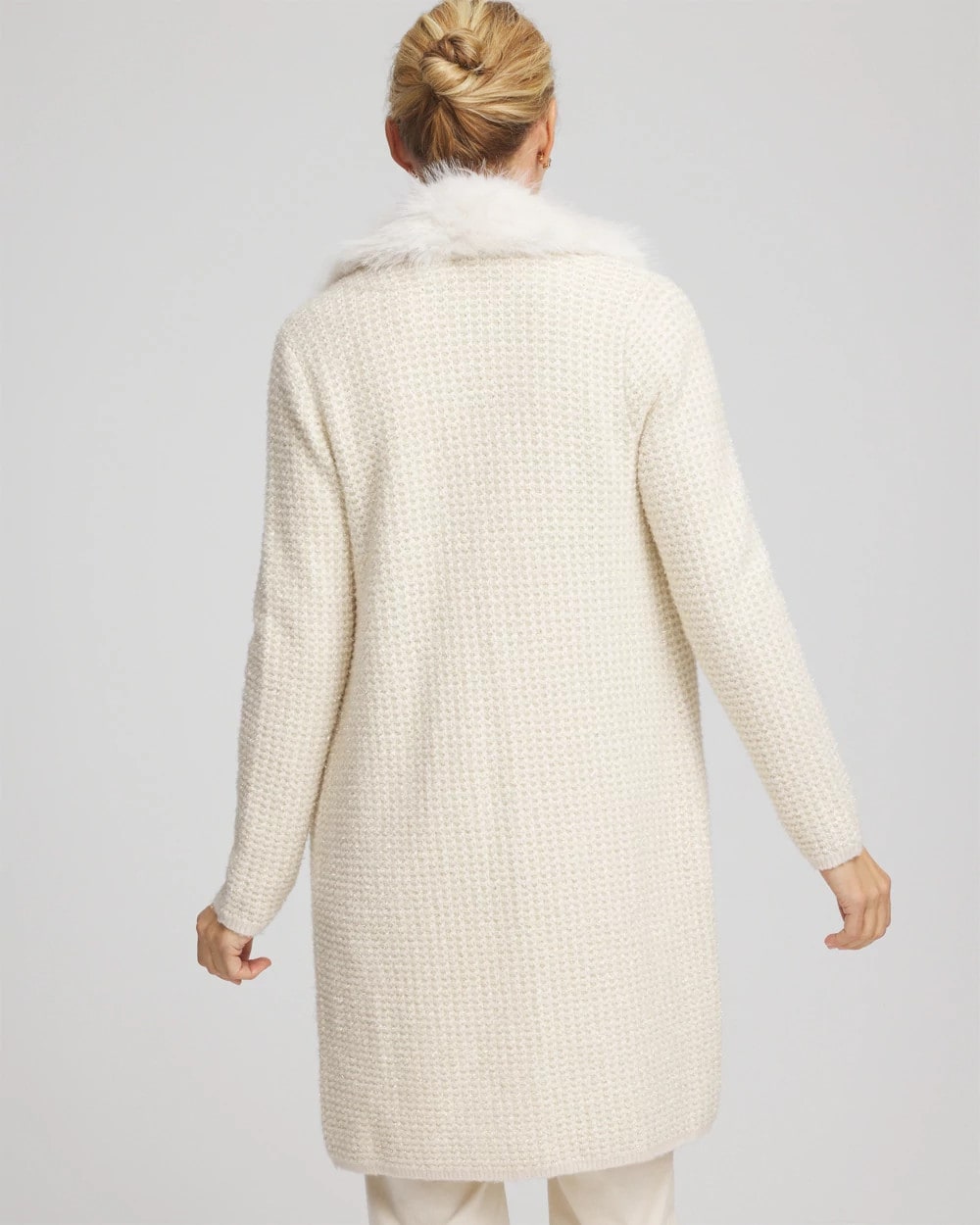 Chico's Sale English Cream Fur Trim Cardigan