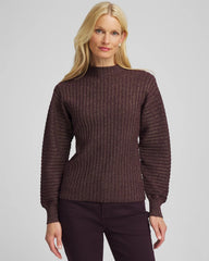 Chico's Outlet Night Bloom Metallic Ribbed Pullover