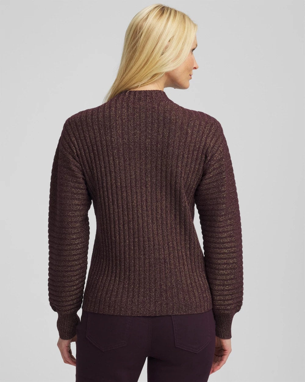 Chico's Outlet Night Bloom Metallic Ribbed Pullover