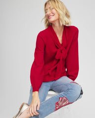Chico's Online Carmine Red Bow-Detailed Sweater