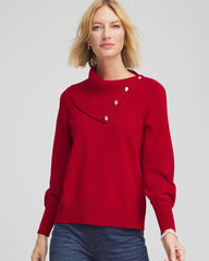Chico's Discount Carmine Red Button Envelope Neck Sweater