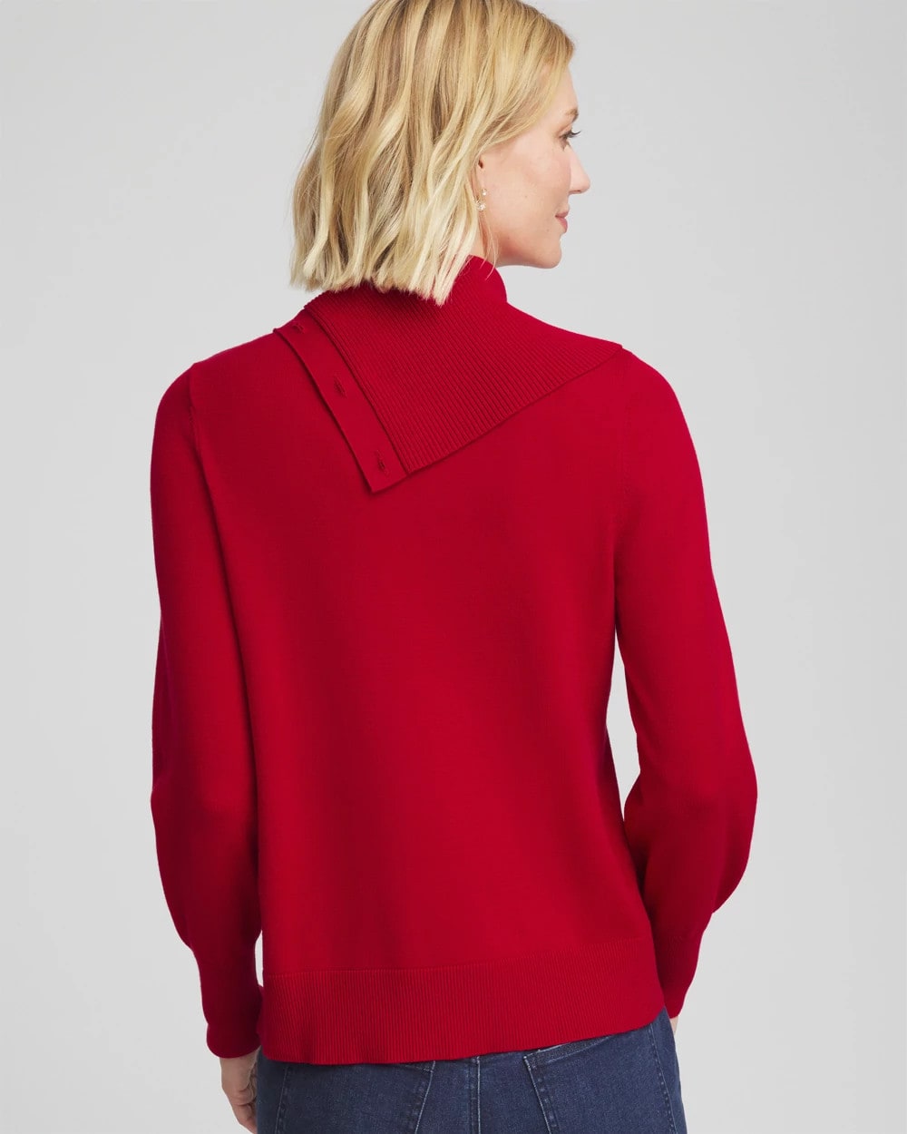 Chico's Discount Carmine Red Button Envelope Neck Sweater