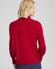 Chico's Discount Carmine Red Button Envelope Neck Sweater