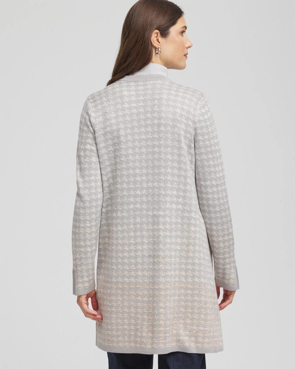 Chico's Sale Gray Metallic Herringbone Cardigan