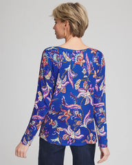 Chico's Online Cobalt Stone Ella Boatneck Printed Pullover Sweater