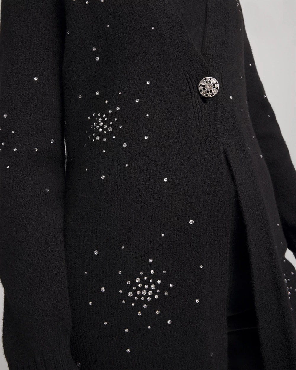 Chico's Discount Black Rhinestone Embellished Cardigan