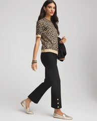 Chico's Sale Black Bi-Stretch Flared Button-Hem Cropped Pants