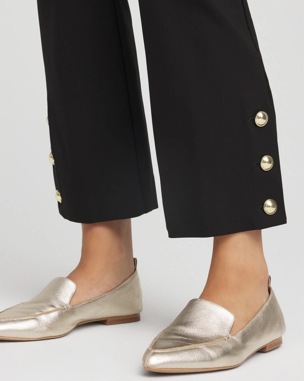Chico's Sale Black Bi-Stretch Flared Button-Hem Cropped Pants