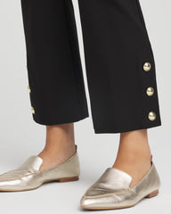 Chico's Sale Black Bi-Stretch Flared Button-Hem Cropped Pants