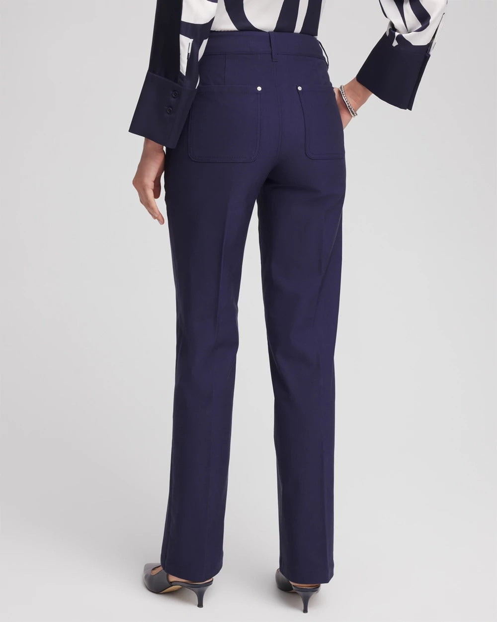 Chico's Online Passport Blue Cotton Straight-Leg Trousers