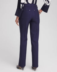 Chico's Online Passport Blue Cotton Straight-Leg Trousers