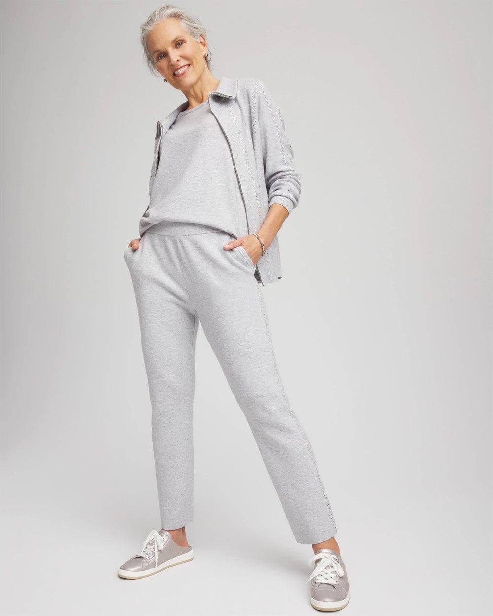 Chico's Discount Frosted Gray Heather Zenergy® Luxe Diamante Pants
