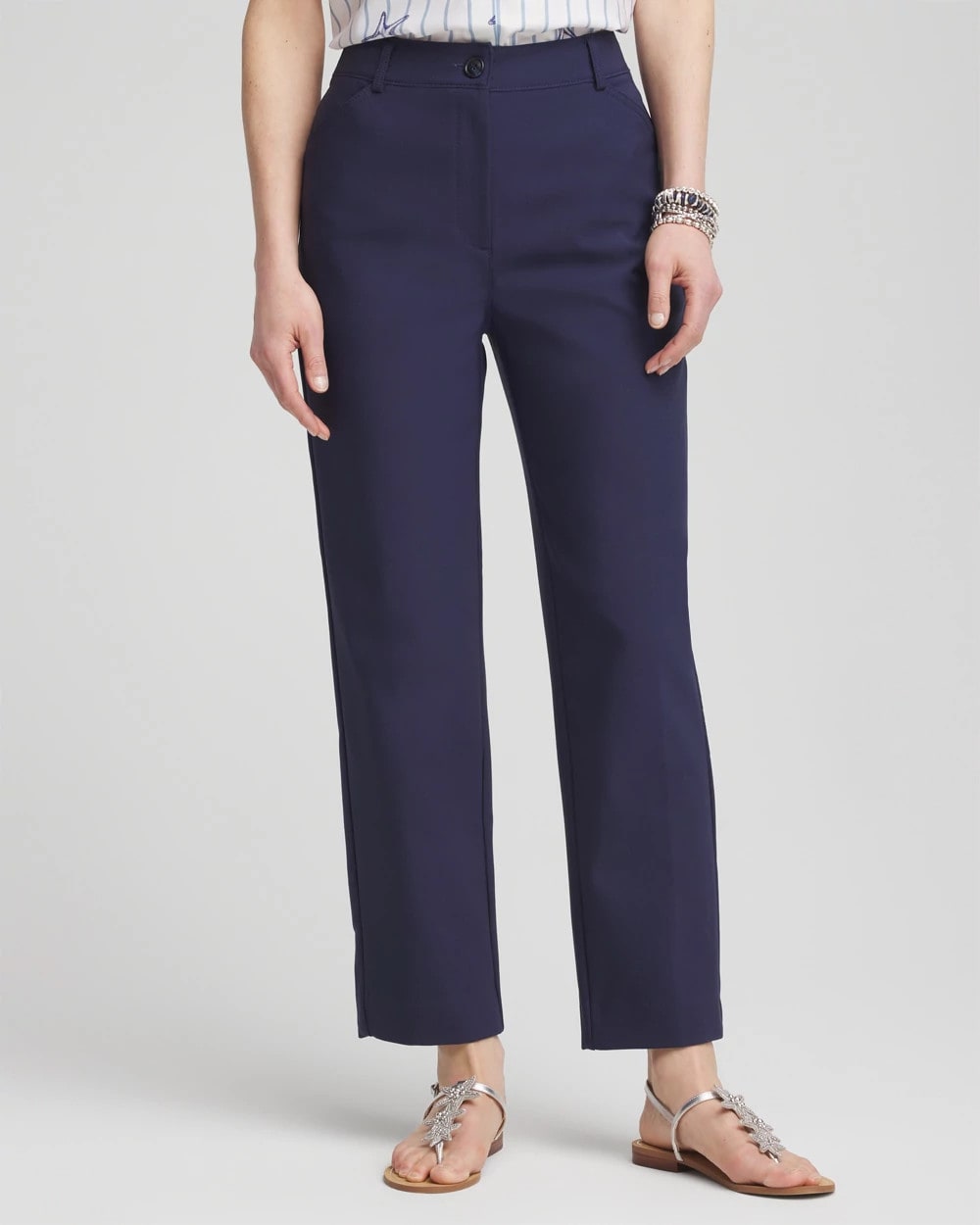 Chico's Outlet Passport Blue Fly Front Ankle Pants