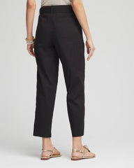 Chico's On Sale Black Poplin Pull-On Tapered-Leg Cropped Pants