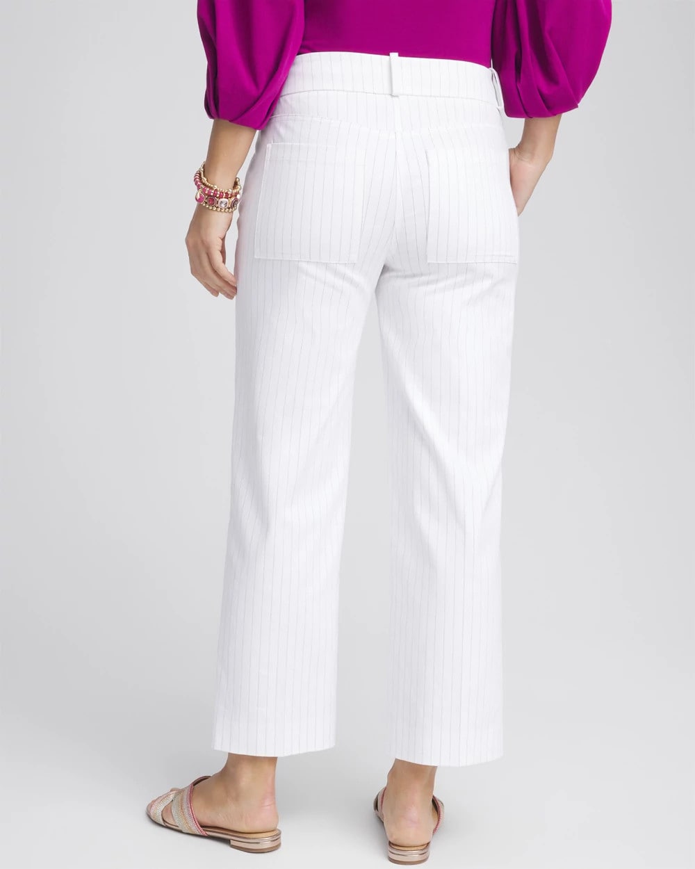 Chico's For Sale Alabaster Striped Straight-Leg Cropped Pants