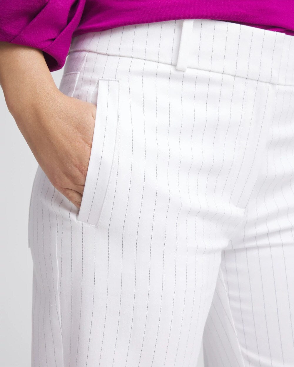 Chico's For Sale Alabaster Striped Straight-Leg Cropped Pants