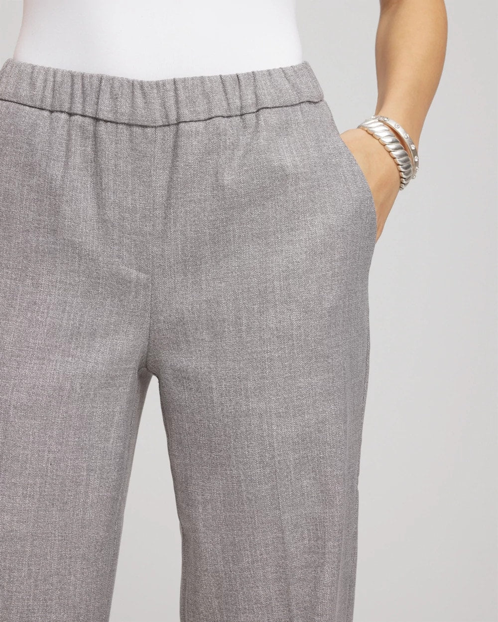 Chico's Sale Silver Shimmer Straight Tapered Ankle Pants