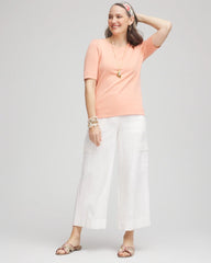 Chico's Discount Alabaster Linen Cargo Wide-Leg Cropped Pants