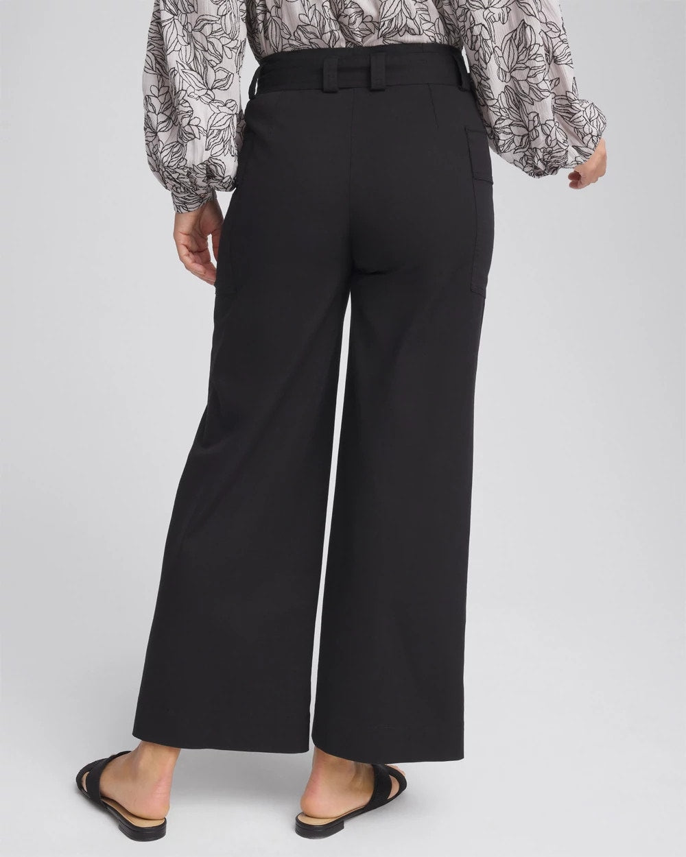 Chico's Sale Black Belted Twill Utility Cropped Pants