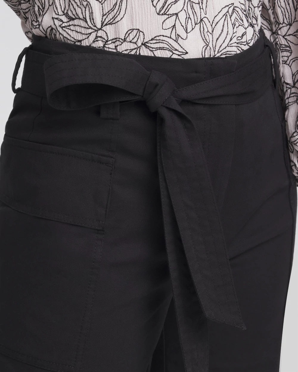 Chico's Sale Black Belted Twill Utility Cropped Pants