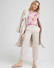 Chico's Outlet Smokey Taupe Stretch Sateen Straight Cropped Pants