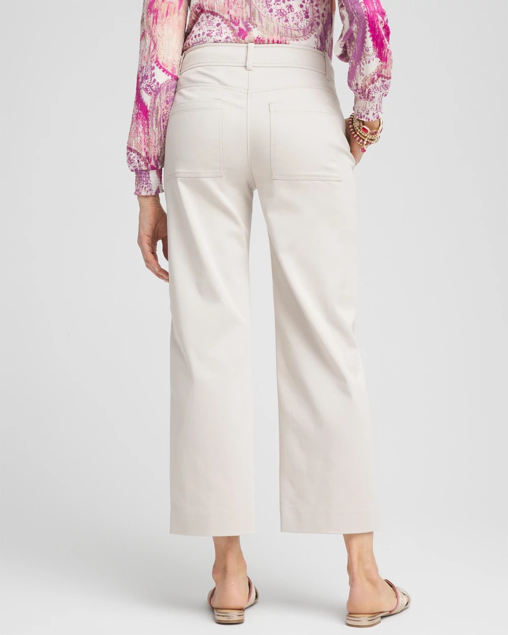 Chico's Outlet Smokey Taupe Stretch Sateen Straight Cropped Pants