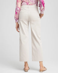 Chico's Outlet Smokey Taupe Stretch Sateen Straight Cropped Pants