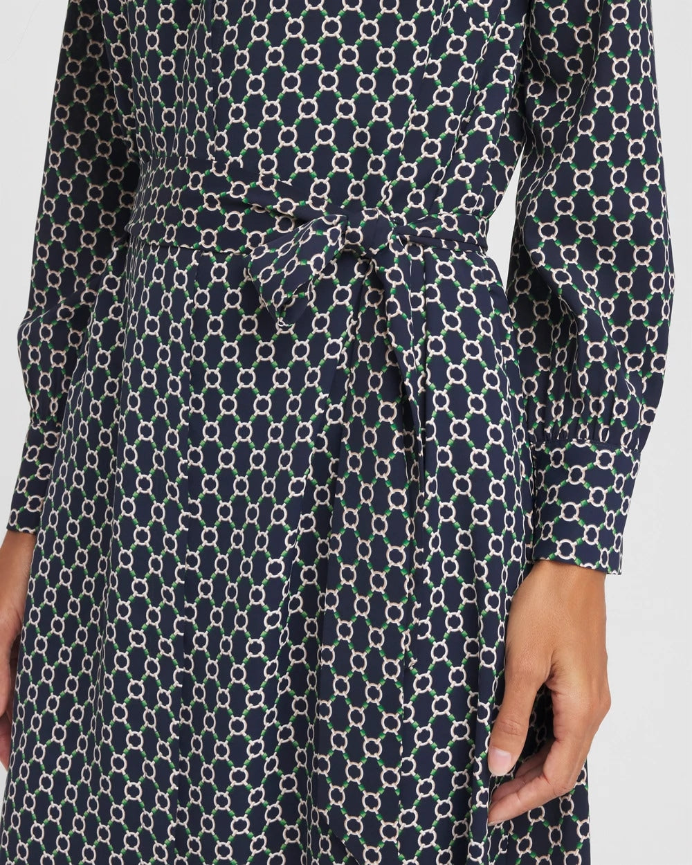 Chico's On Sale Passport Blue Chain Print Maxi Shirtdress