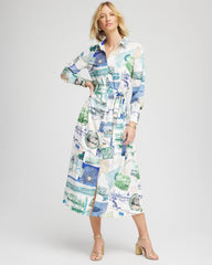Chico's Discount Ecru Port Call Maxi Shirtdress