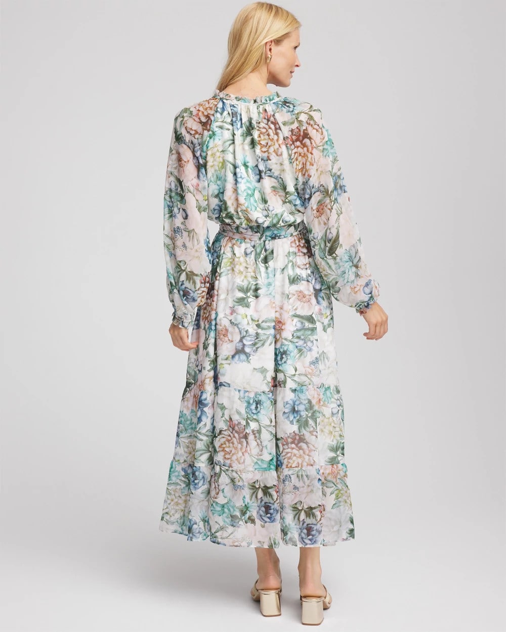 Chico's Outlet Ecru Georgette Tie-Front Maxi Dress