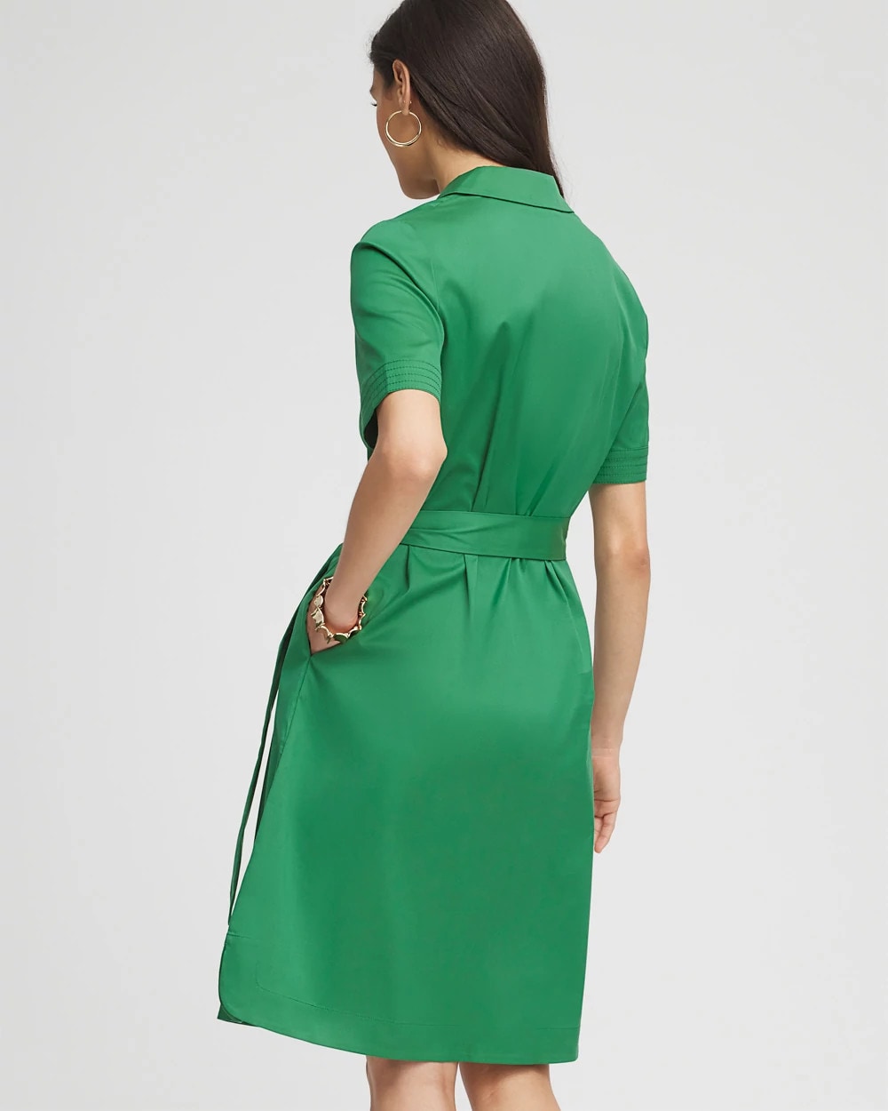 Chico's On Sale Jardin Green Shirttail Hem Popover Dress