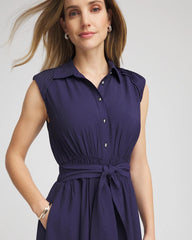 Chico's For Sale Passport Blue Smocked-Waist Shirtdress