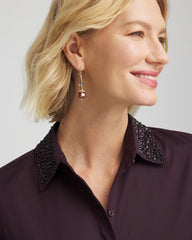 Chico's Discount Night Bloom Sequin Collar Midi Shirtdress