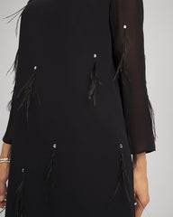 Chico's On Sale Black Feathered Georgette Popover Dress