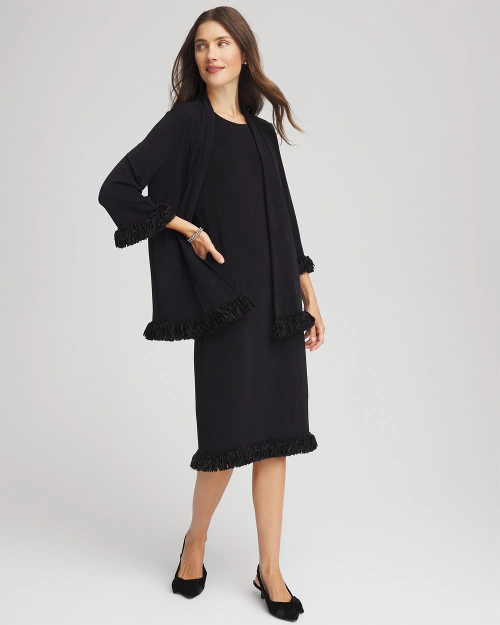 Chico's For Sale Travelers Black Travelers™ Fringe Hem Tank Dress
