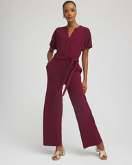 Chico's Sale Deep Chianti Belted Dolman-Sleeve Jumpsuit