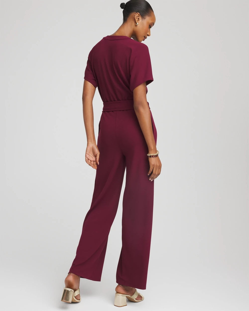 Chico's Sale Deep Chianti Belted Dolman-Sleeve Jumpsuit