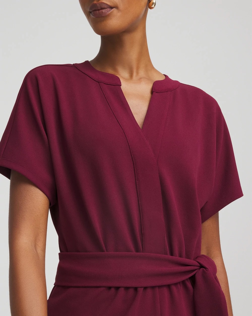 Chico's Sale Deep Chianti Belted Dolman-Sleeve Jumpsuit