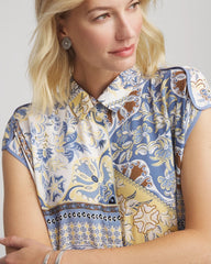 Chico's Outlet Ecru Floral Patchwork Short Shirtdress