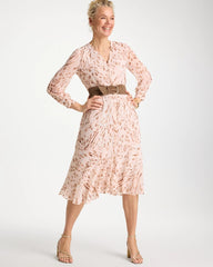 Chico's Online Sweet Blossom Cheetah Georgette Tie Shirtdress