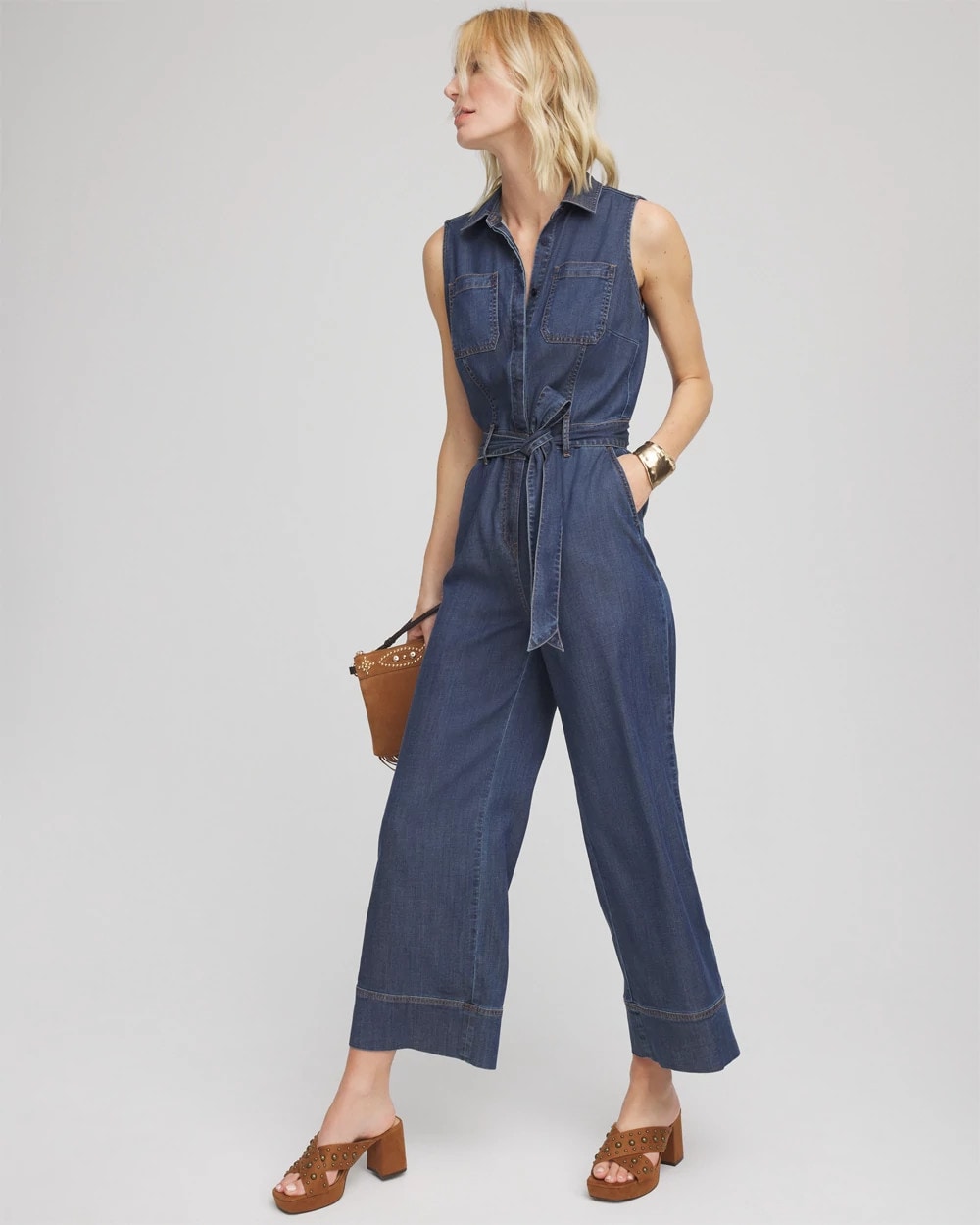 Chico's Sale Biscayne Blue Denim Wide-Leg Jumpsuit