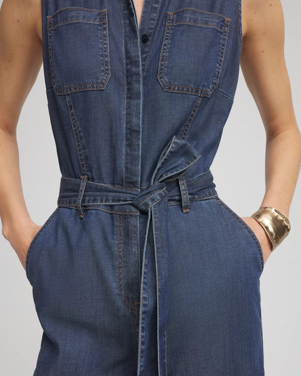Chico's Sale Biscayne Blue Denim Wide-Leg Jumpsuit