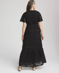 Chico's Outlet Black Petite Crochet-Lace Maxi Dress