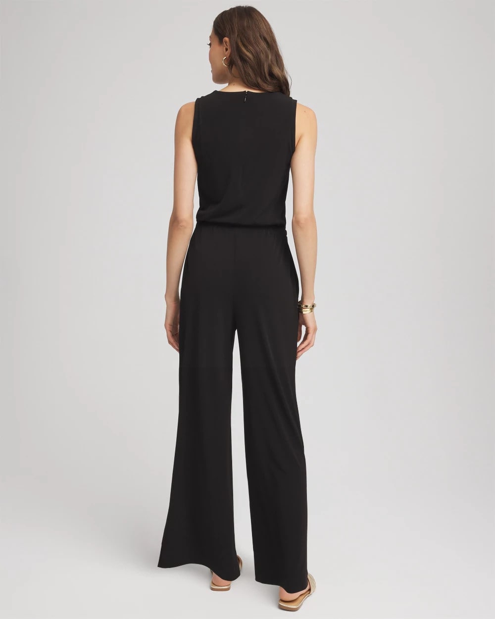 Chico's For Sale Black Travelers™ Jersey Knit Chain-Trim Jumpsuit