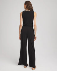 Chico's For Sale Black Travelers™ Jersey Knit Chain-Trim Jumpsuit