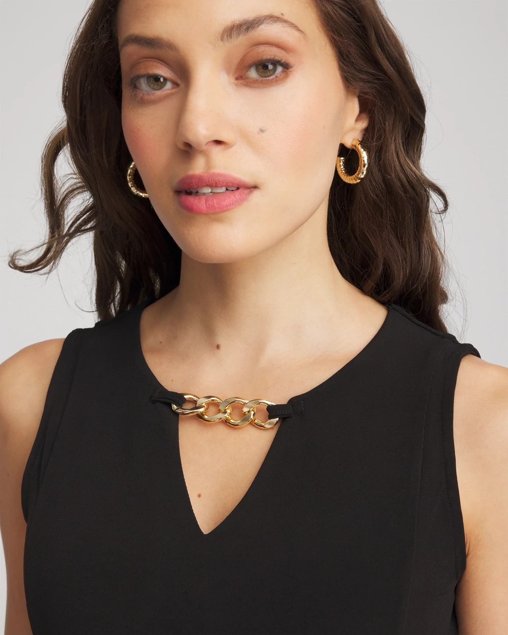Chico's For Sale Black Travelers™ Jersey Knit Chain-Trim Jumpsuit