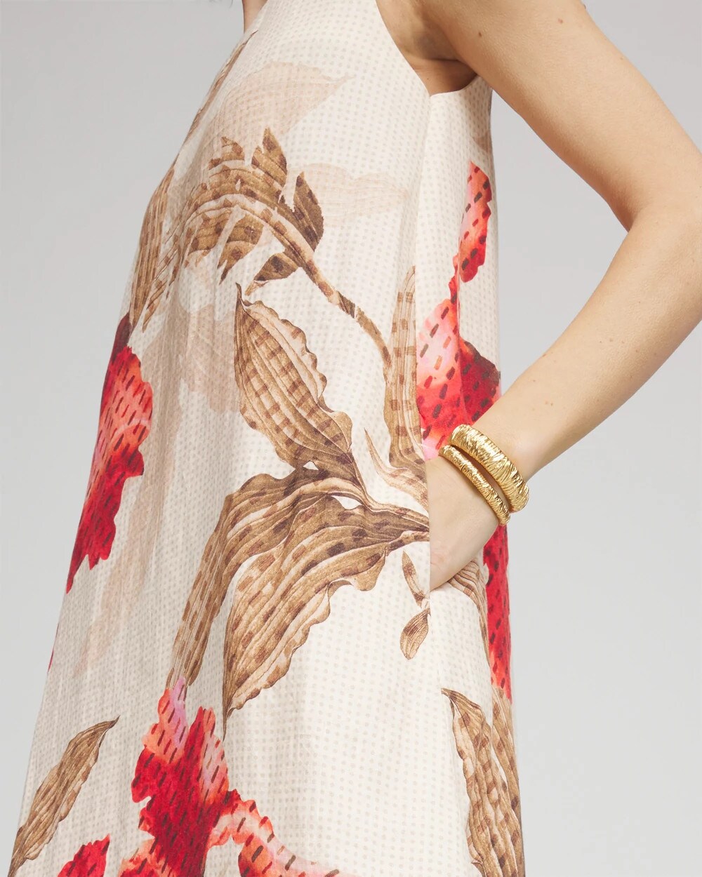 Chico's Sale Multi Floral Tank Linen Maxi Dress