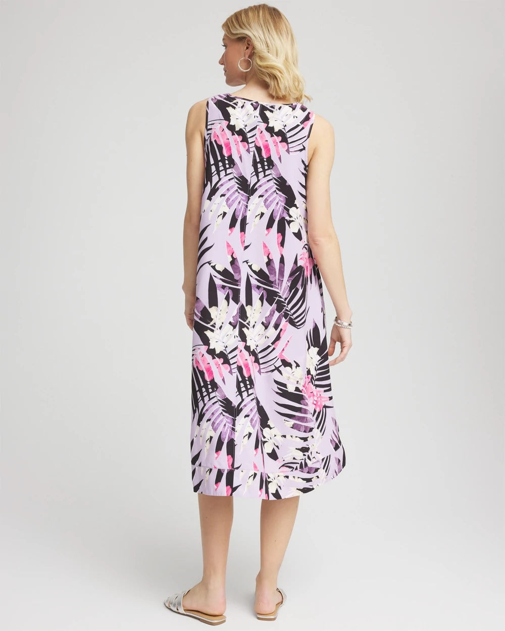 Chico's Outlet Violet Aura Zenergy® Floral Palms Lightweight Midi Dress