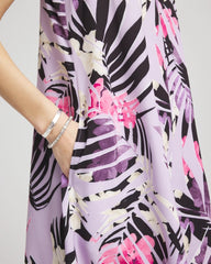 Chico's Outlet Violet Aura Zenergy® Floral Palms Lightweight Midi Dress